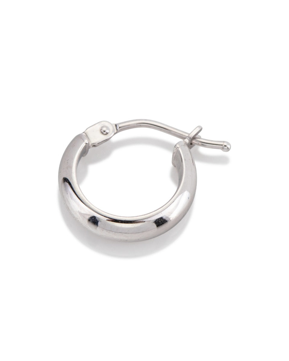 14K White Gold Round Hoop Earring 3x11.5mm