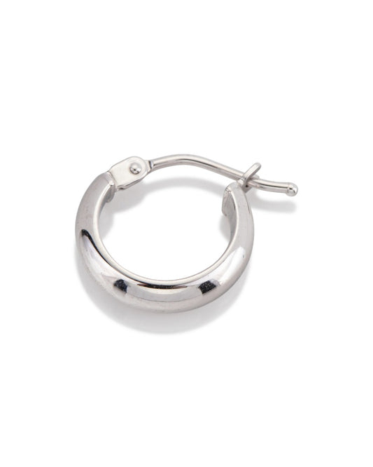 14K White Gold Round Hoop Earring 3x11.5mm