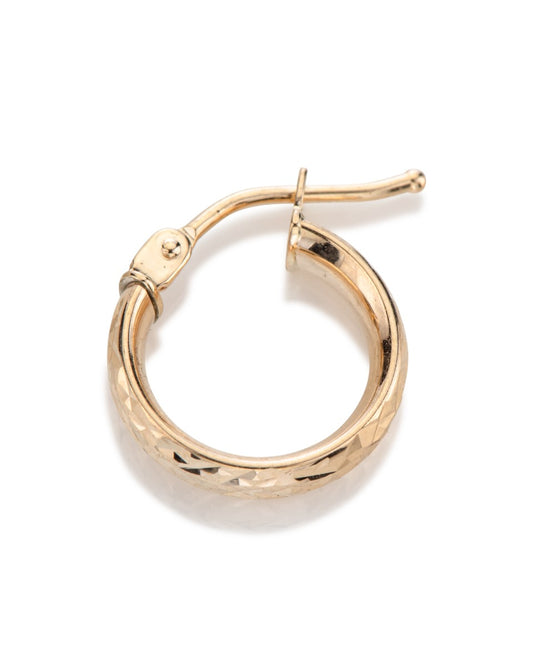 14KY Gold Diamond Cut Hoop Earring 3x11.5mm