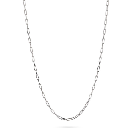 14K White Gold Paper clip chain 7x2.7mm