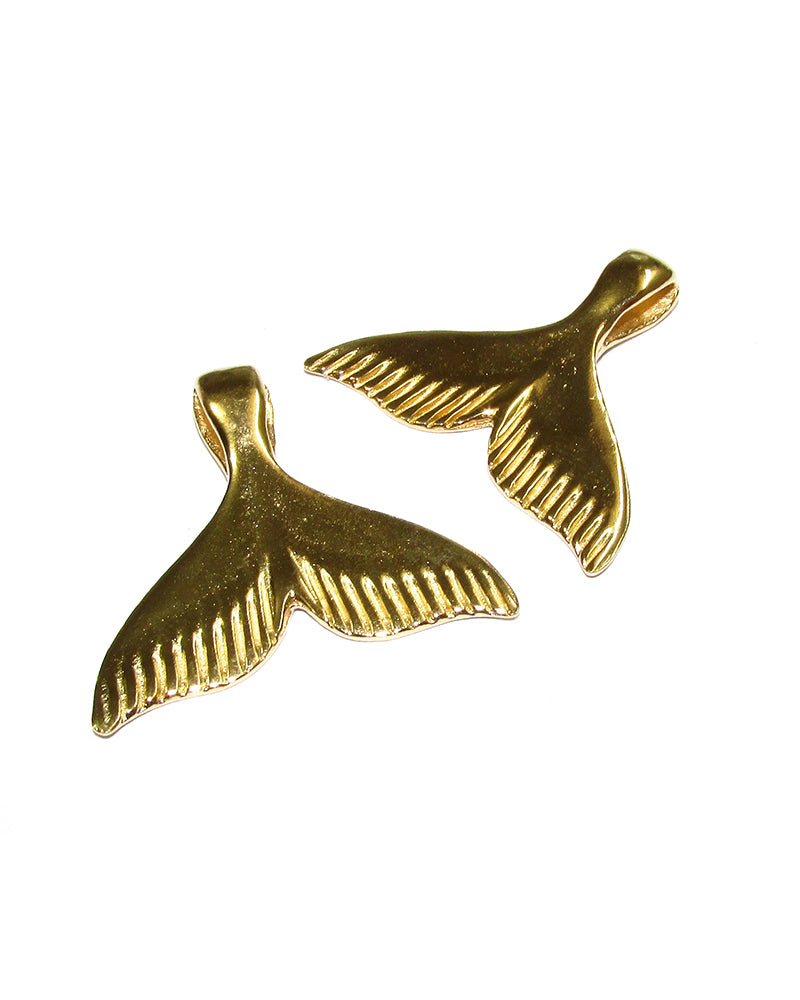 14K Gold Plated Small Whale Tale Pendant