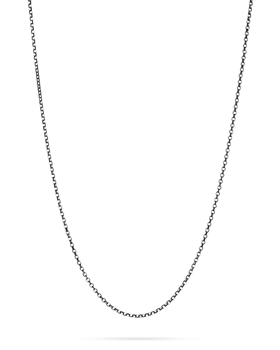 925 Sterling Silver Blackened Oval Rolo Chain 2mm