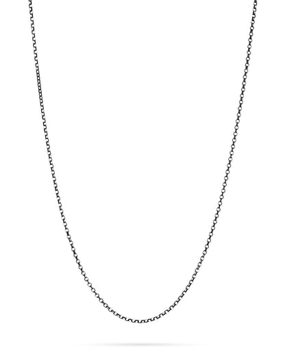 925 Sterling Silver Blackened Oval Rolo Chain 2mm