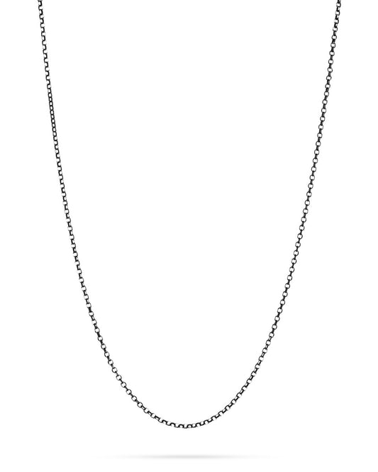 925 Sterling Silver Blackened Oval Rolo Chain 2mm